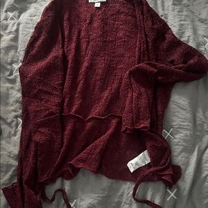 Discreet Deep Red Cardigan Sweater